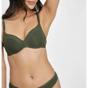 Lively Olive Green All Day No Wire Mesh Side Push Up Bra Size 34C